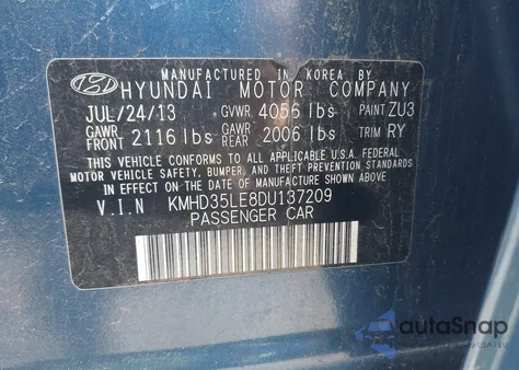 2013 Hyundai Elantra Gt from USA, damaged, VIN KMHD35LE8DU137209